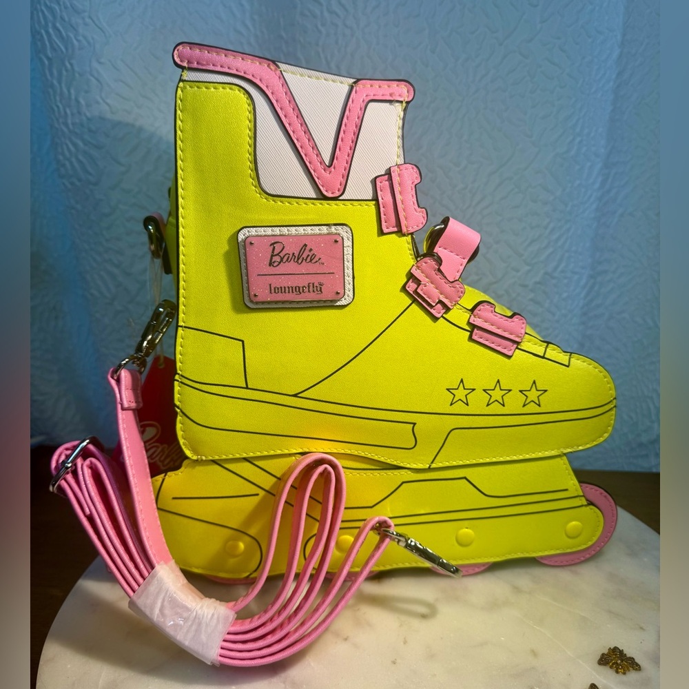 Loungefly Barbie Neon Yellow Pink Skate Bag AMC Exclusive Mattel Purse - nwt